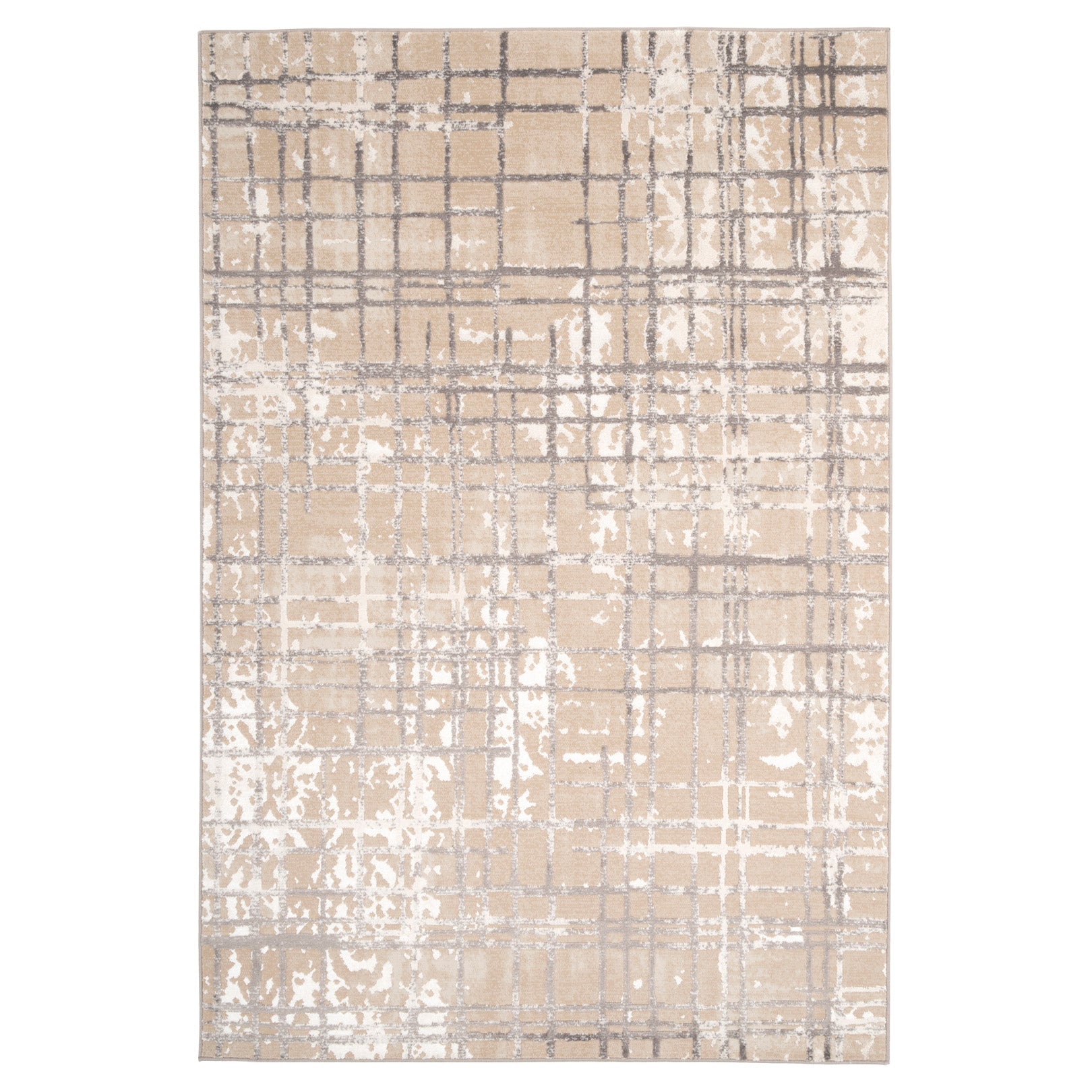 Distressed Linear Beige Silver Rug - Diora
