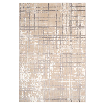 Distressed Linear Beige Silver Rug - Diora