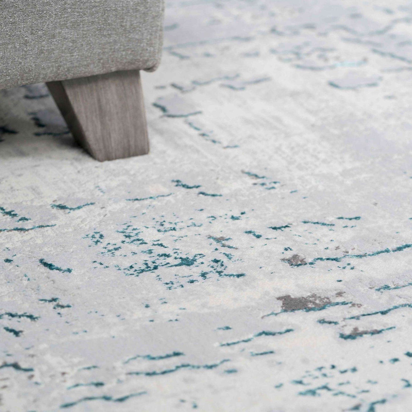 Modern Aqua Blue Abstract Distressed Living Room Rugs