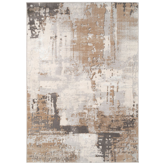 Distressed Abstract Beige Area Rug