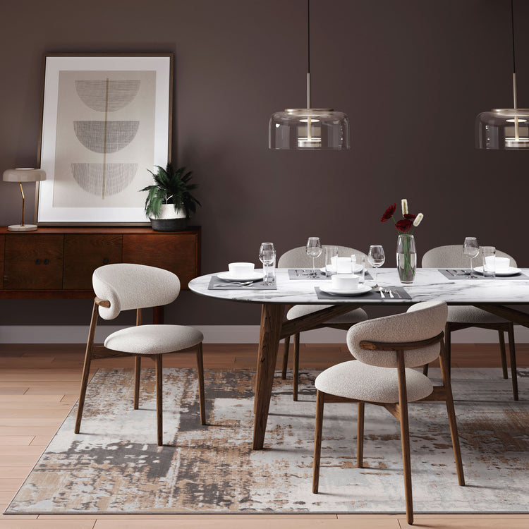 Distressed Abstract Beige Area Rug