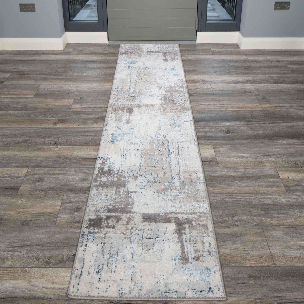 Modern Blue Abstract Distressed Living Room Rugs