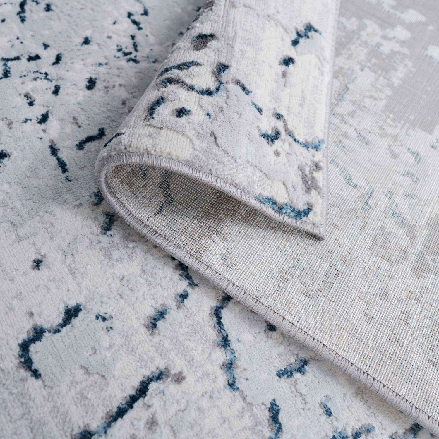 Modern Blue Abstract Distressed Living Room Rugs