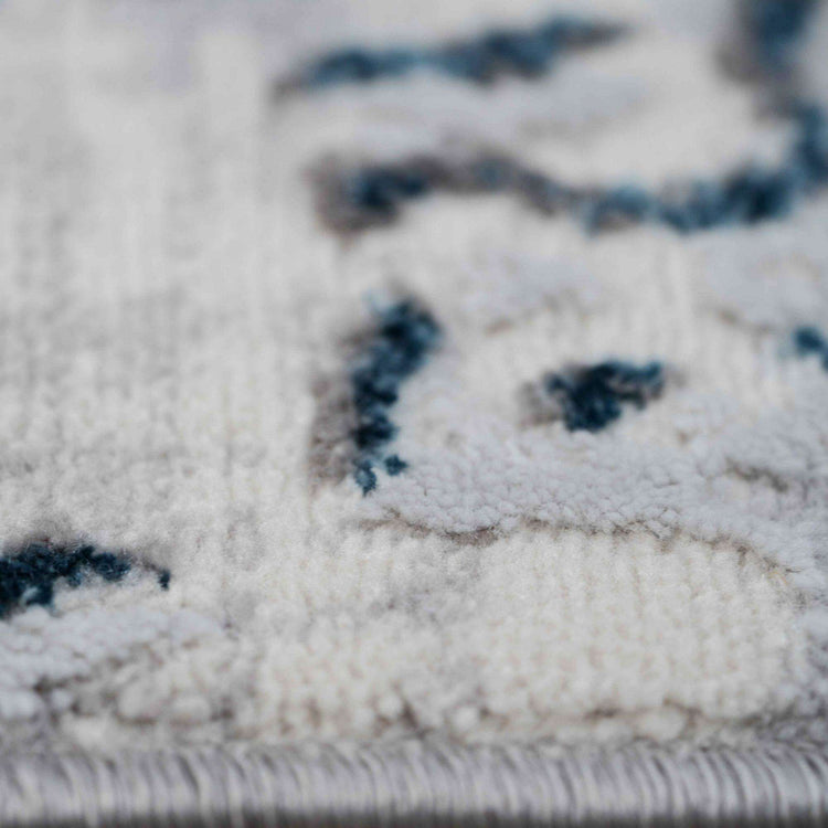 Modern Blue Abstract Distressed Living Room Rugs