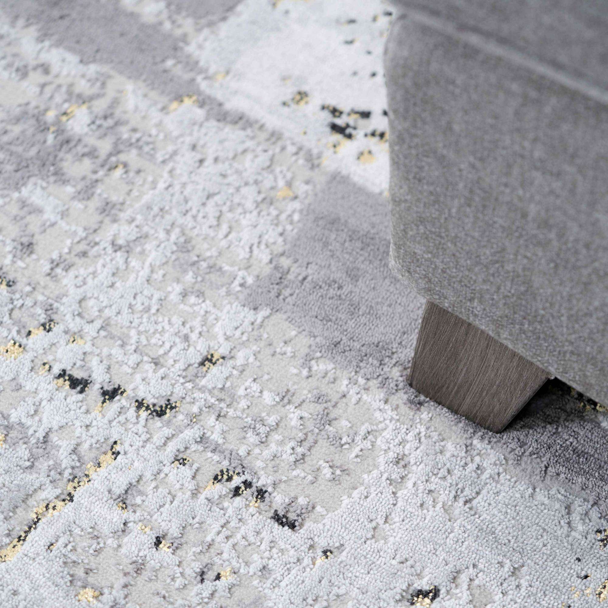 Modern Gold Abstract Distressed Living Room Rugs