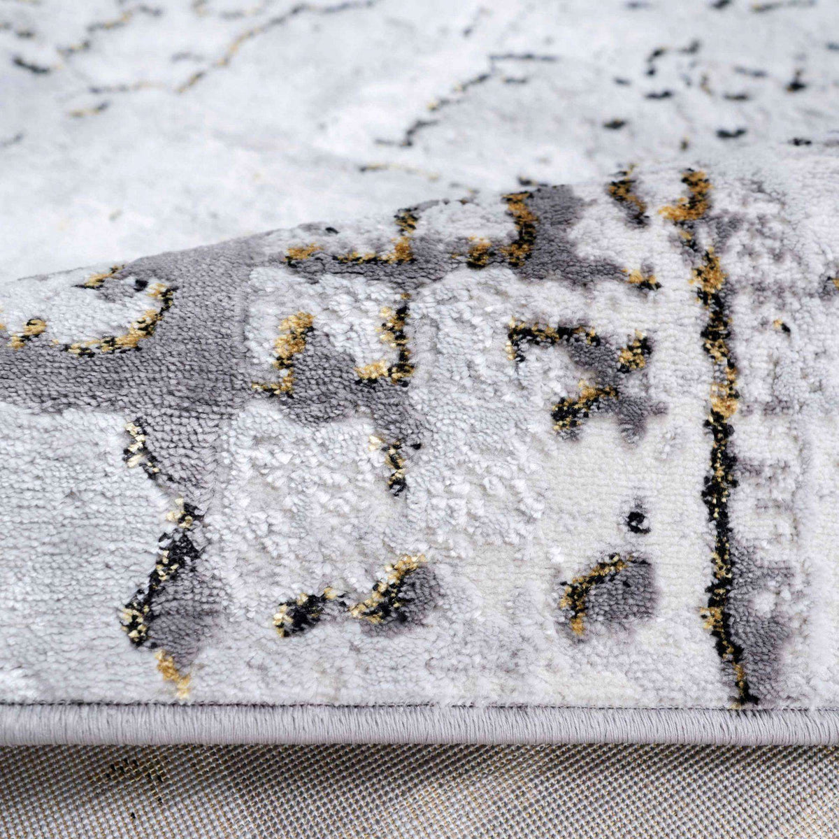 Modern Gold Abstract Distressed Living Room Rugs