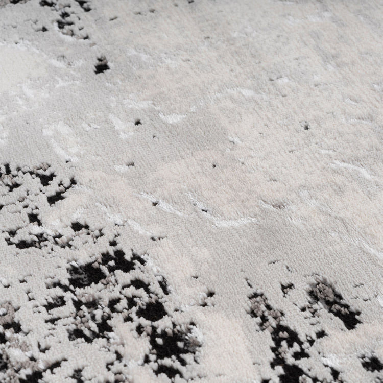 Distressed Abstract Grey Black Runner Rug