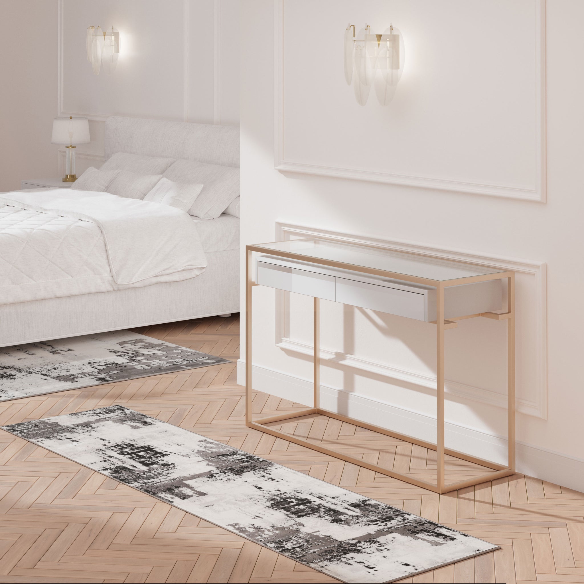 Distressed Abstract Grey Black Area Rug