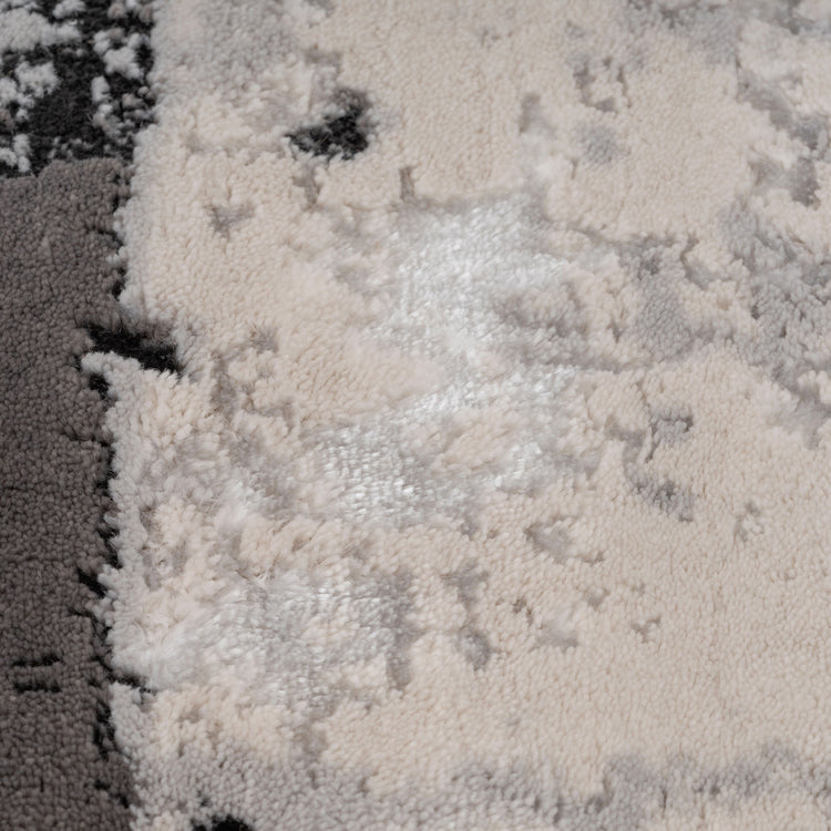 Distressed Abstract Grey Black Area Rug