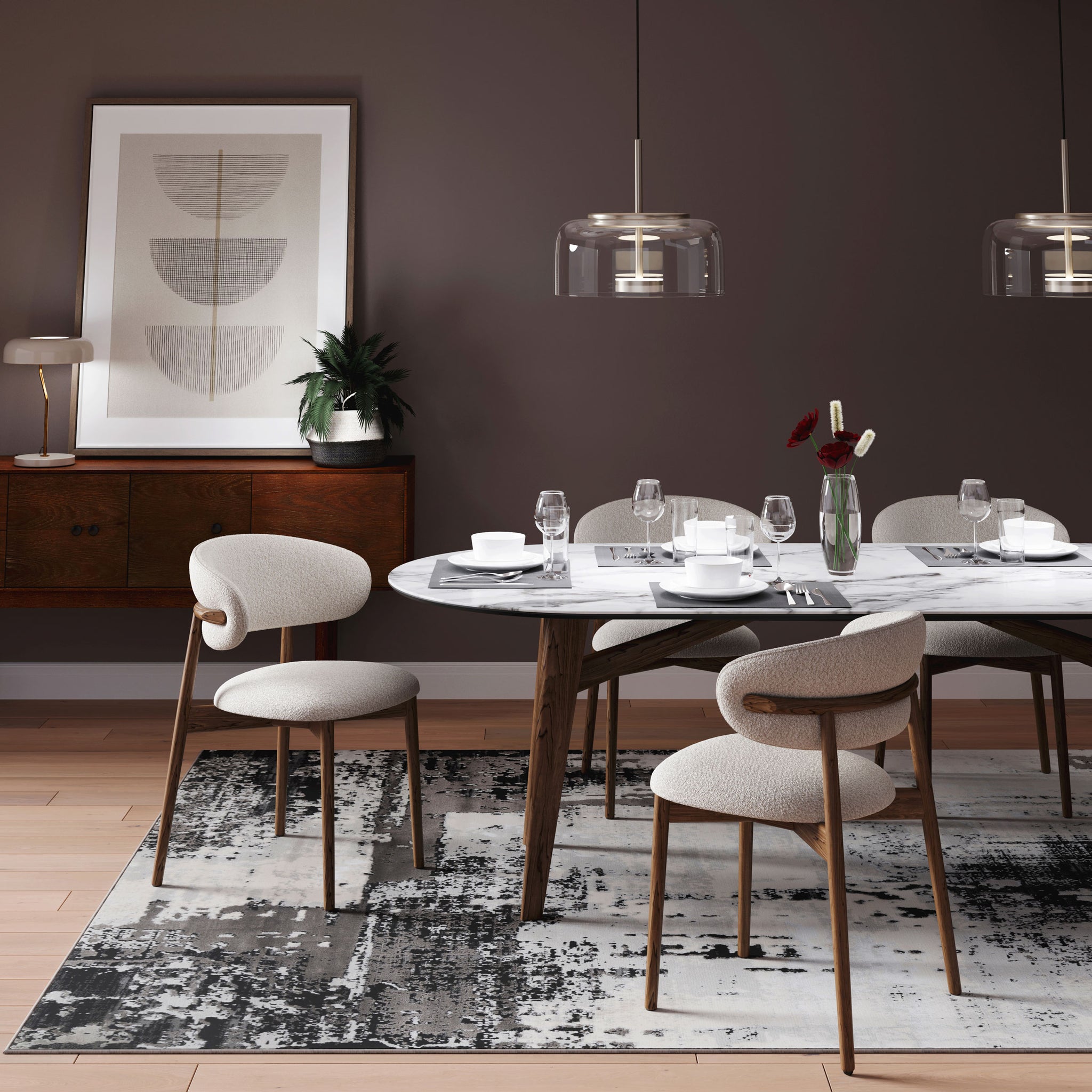 Distressed Abstract Grey Black Area Rug