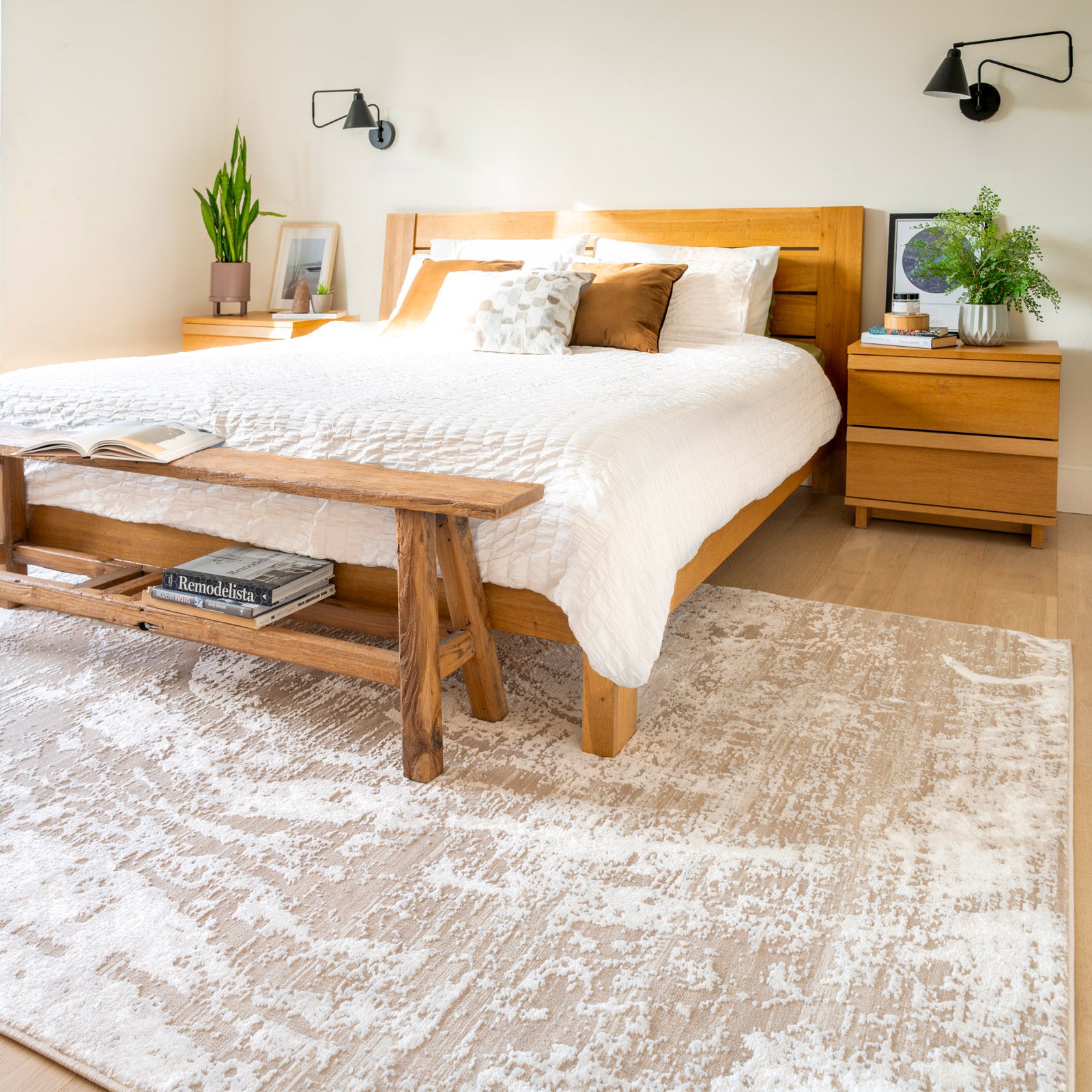 Distressed Abstract Beige Rug - Lena