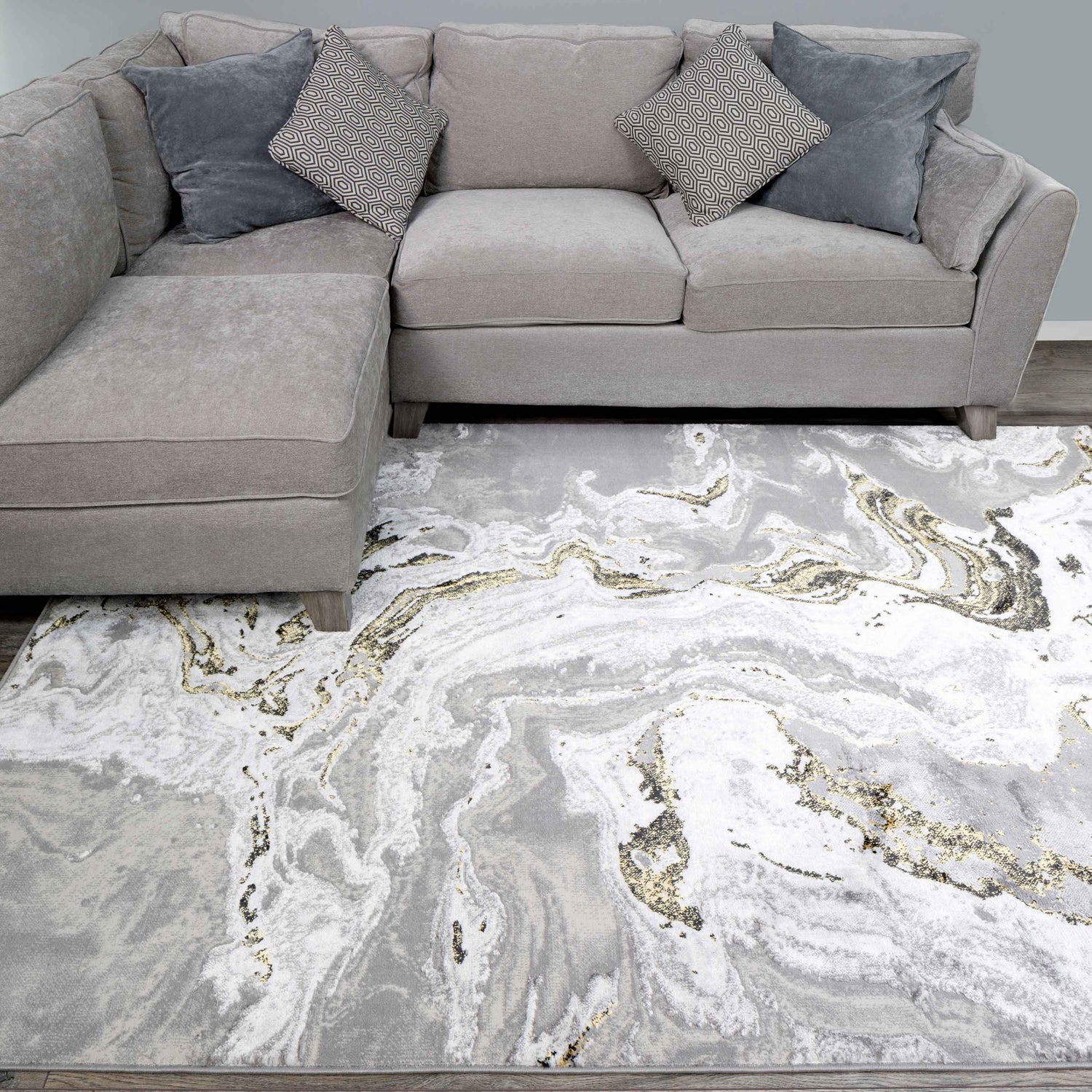 Gold Abstract Marble Pattern Living Room Rugs
