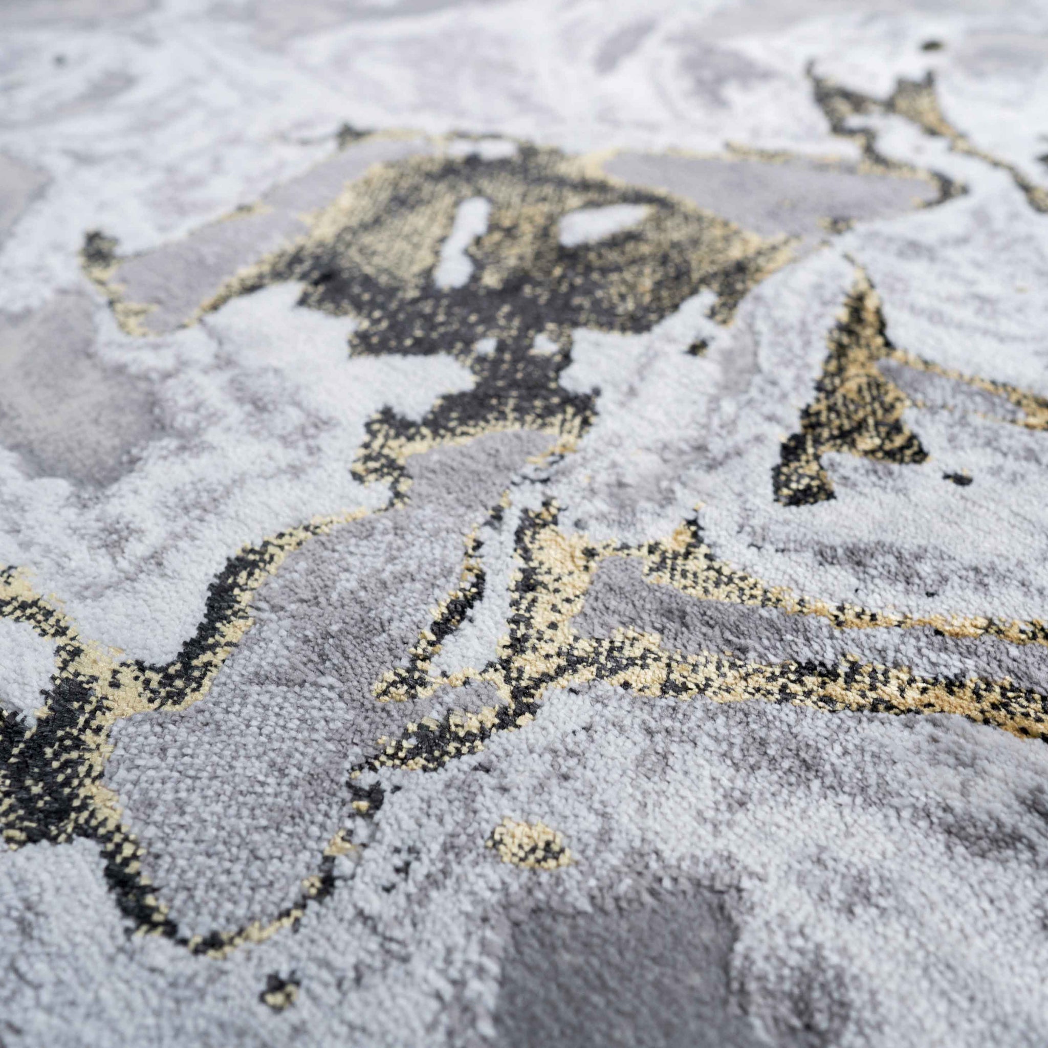 Gold Abstract Swirl Pattern Living Room Rugs - Marble