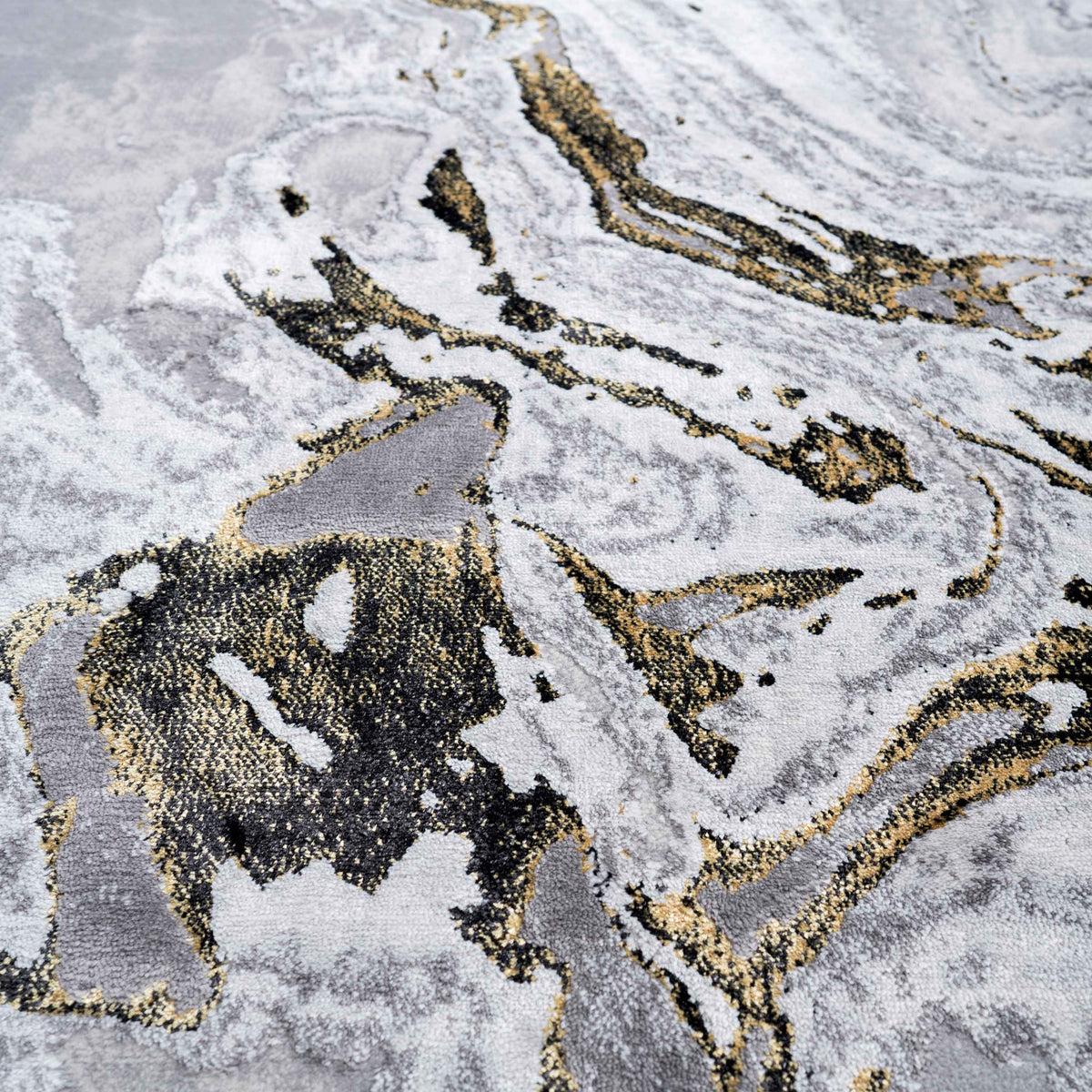 Gold Abstract Marble Pattern Living Room Rugs