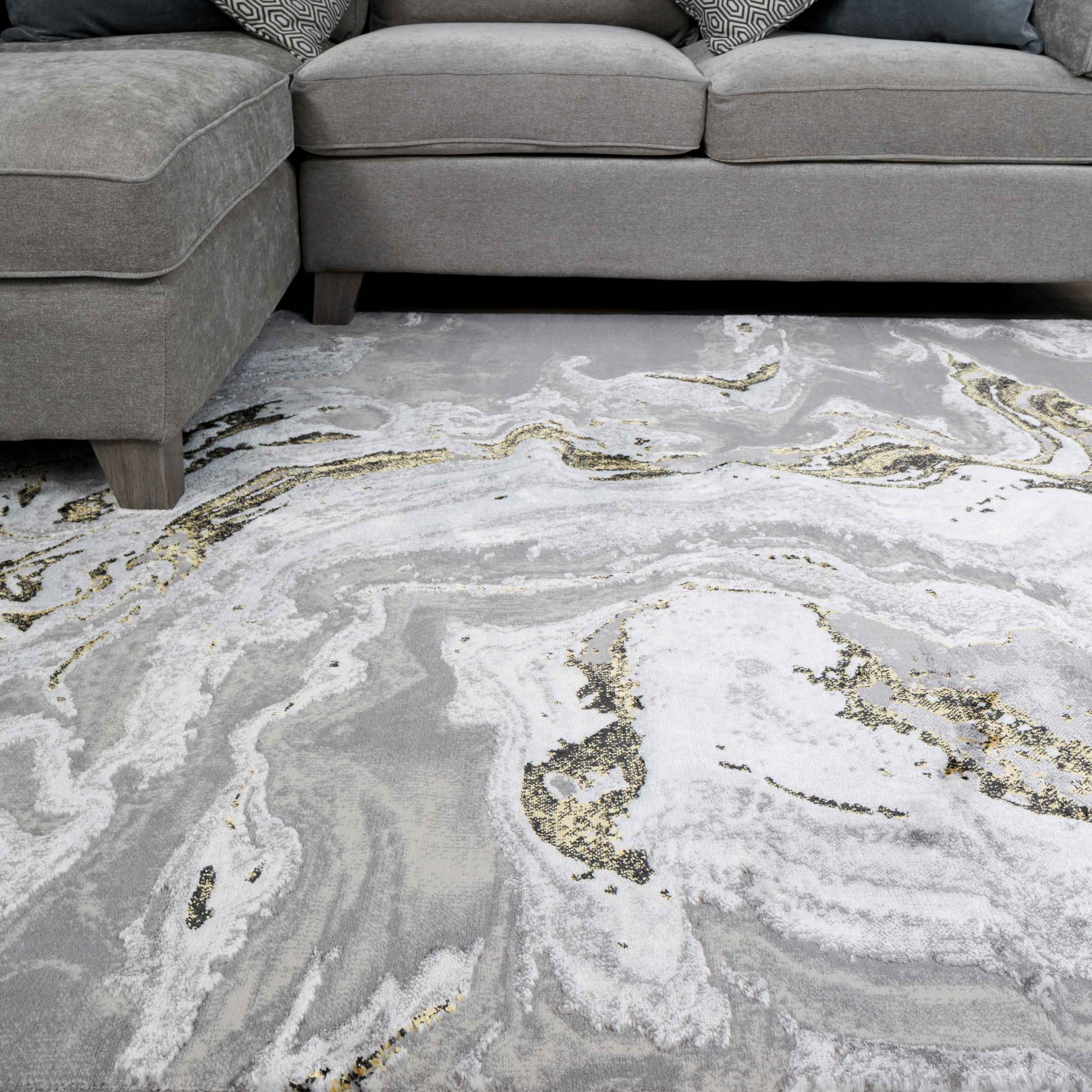 Gold Abstract Marble Pattern Living Room Rugs | Living Room Rugs ...