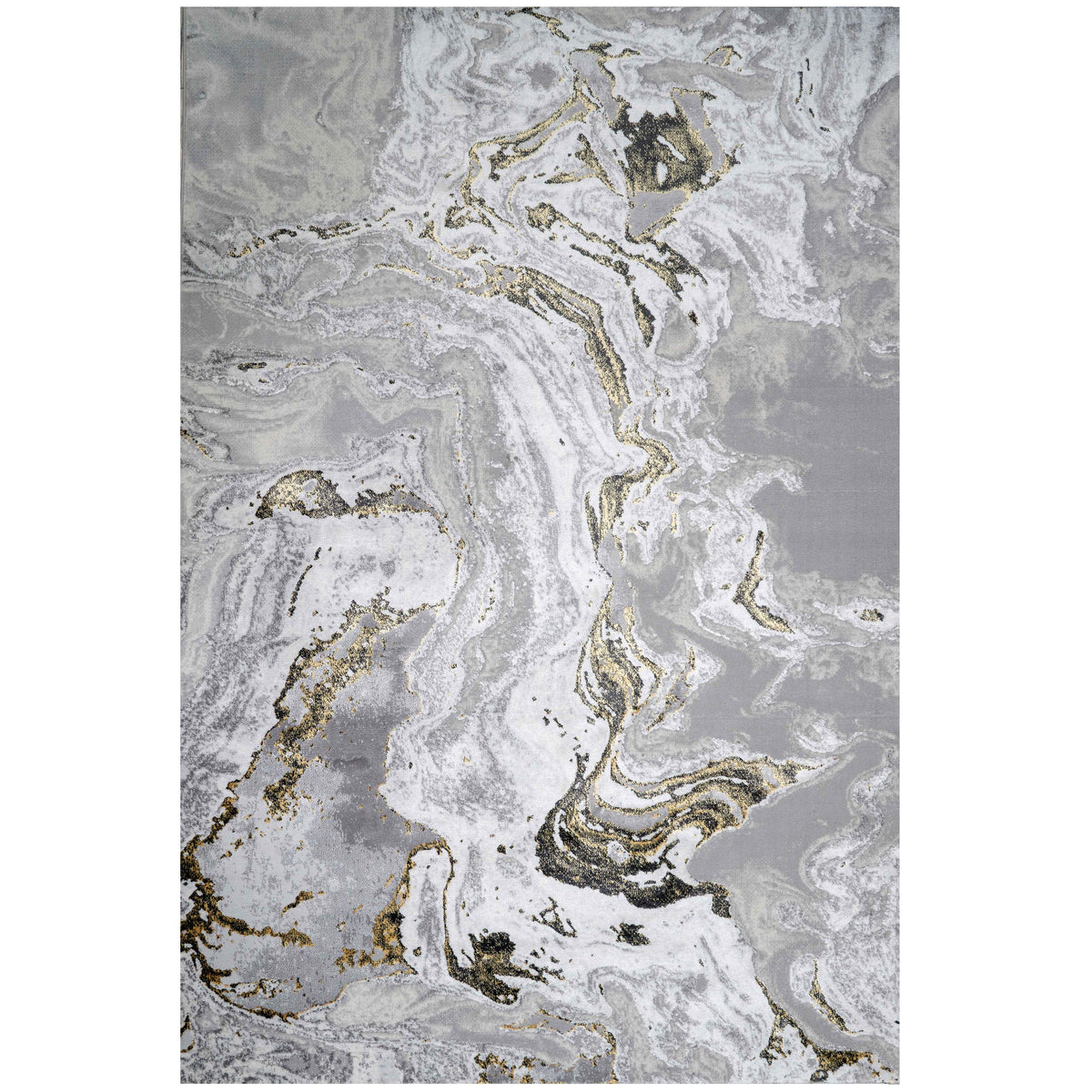 Gold Abstract Marble Pattern Living Room Rugs
