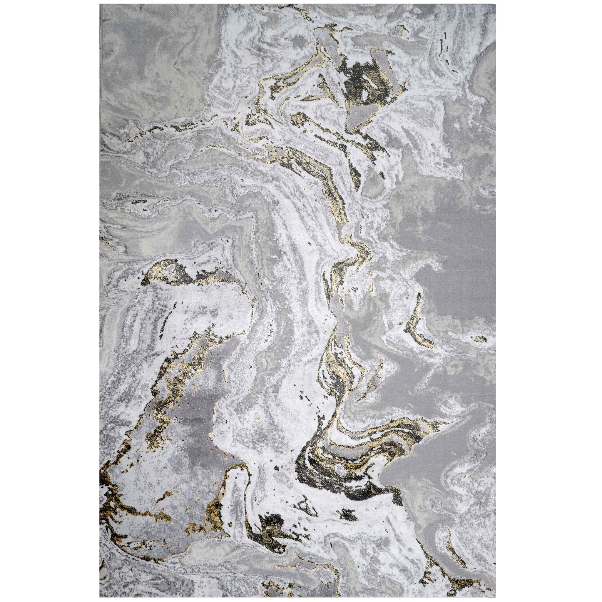 Gold Abstract Marble Pattern Living Room Rugs