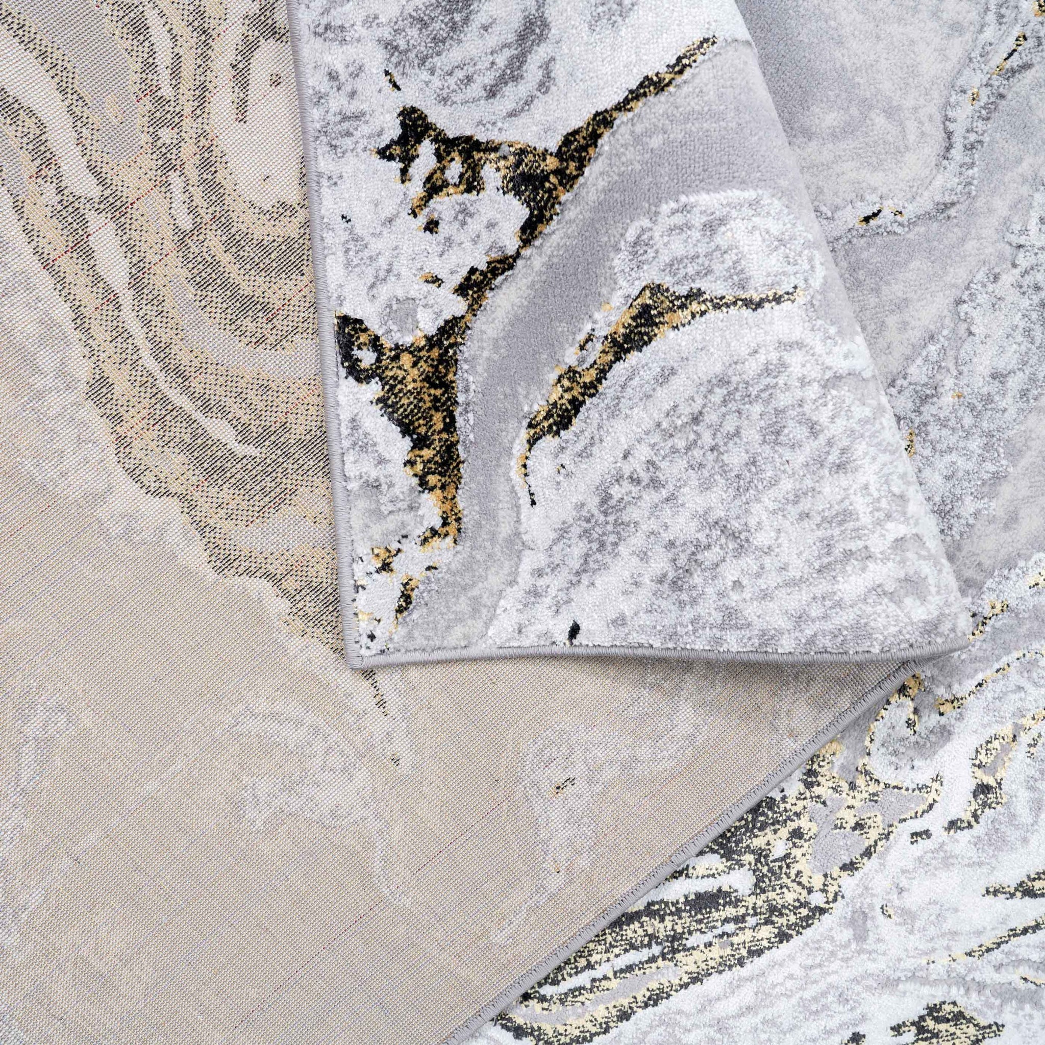 Gold Abstract Marble Pattern Living Room Rugs