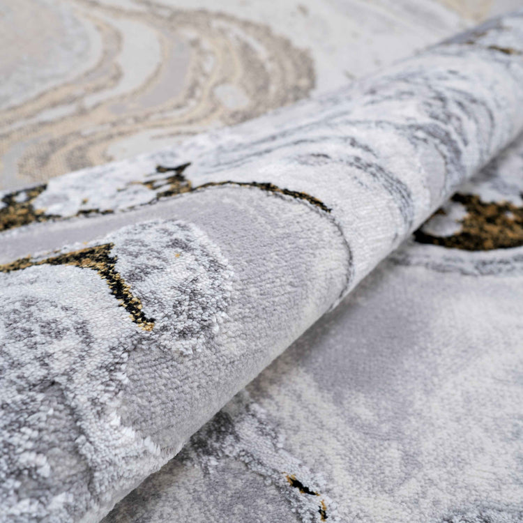 Gold Abstract Marble Pattern Living Room Rugs