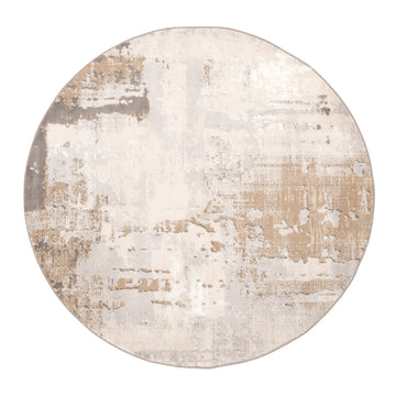 Distressed Abstract Beige Circle Rug - Grace