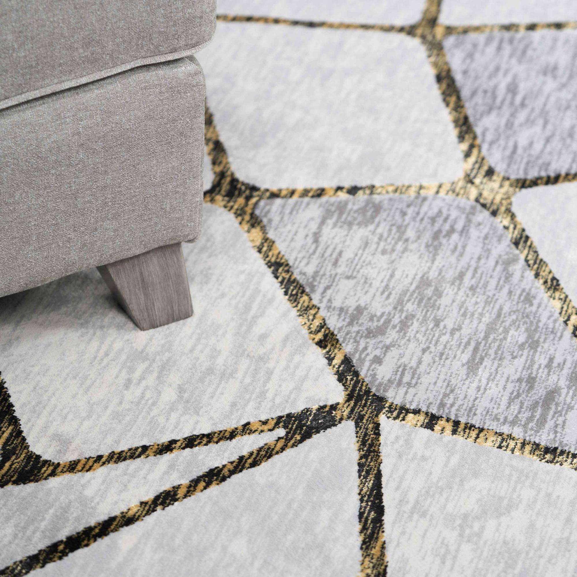Modern Gold Abstract Mosaic Living Room Rugs
