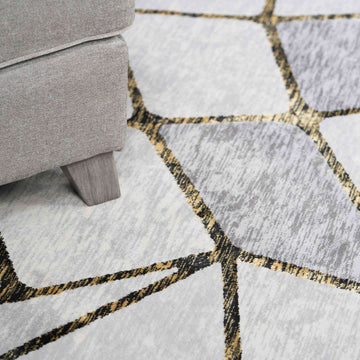 Modern Gold Abstract Mosaic Living Room Rugs