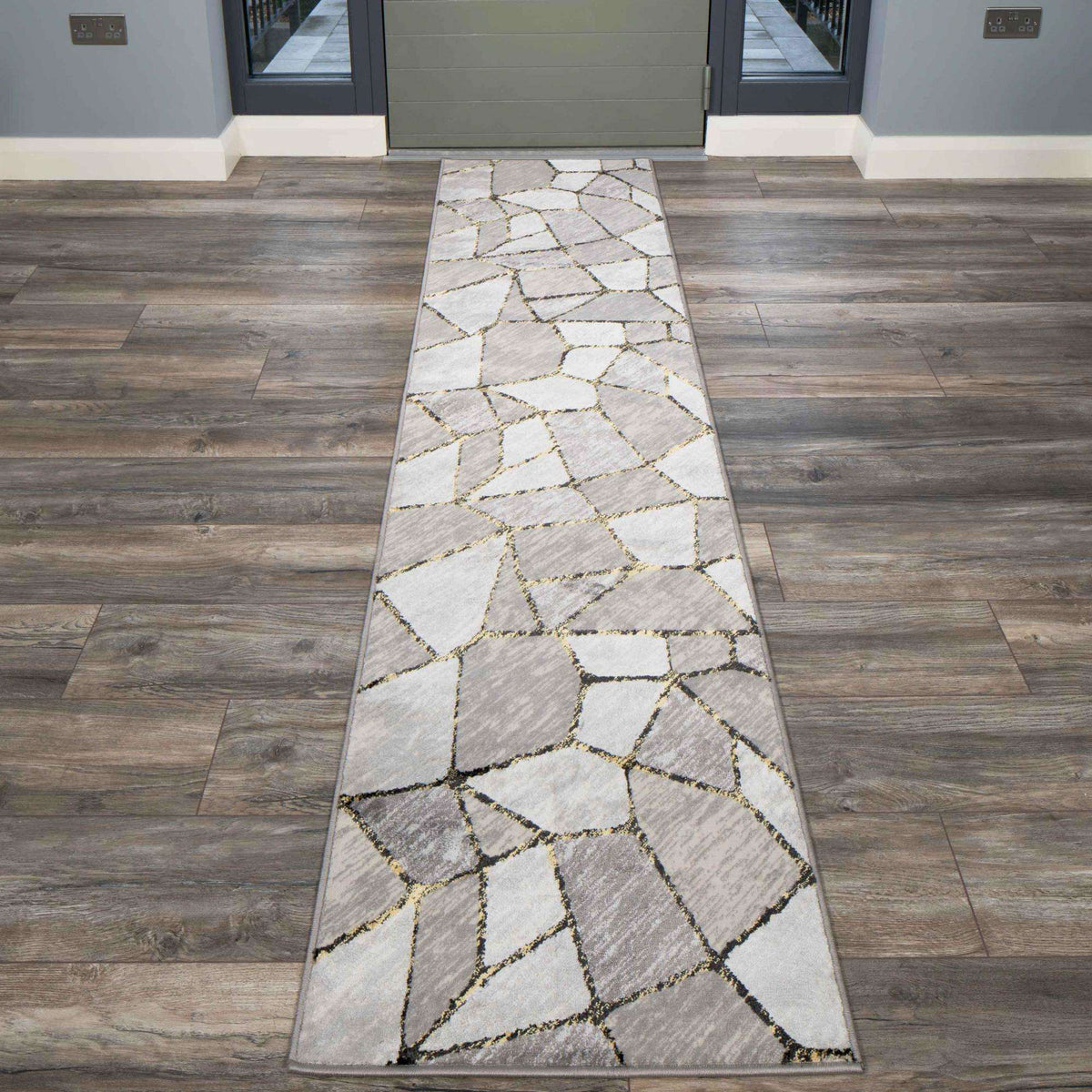 Modern Gold Abstract Mosaic Living Room Rugs