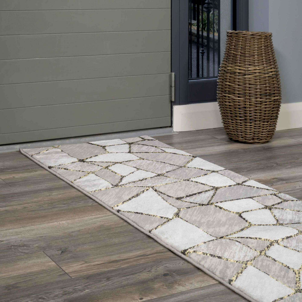 Modern Gold Abstract Mosaic Living Room Rugs