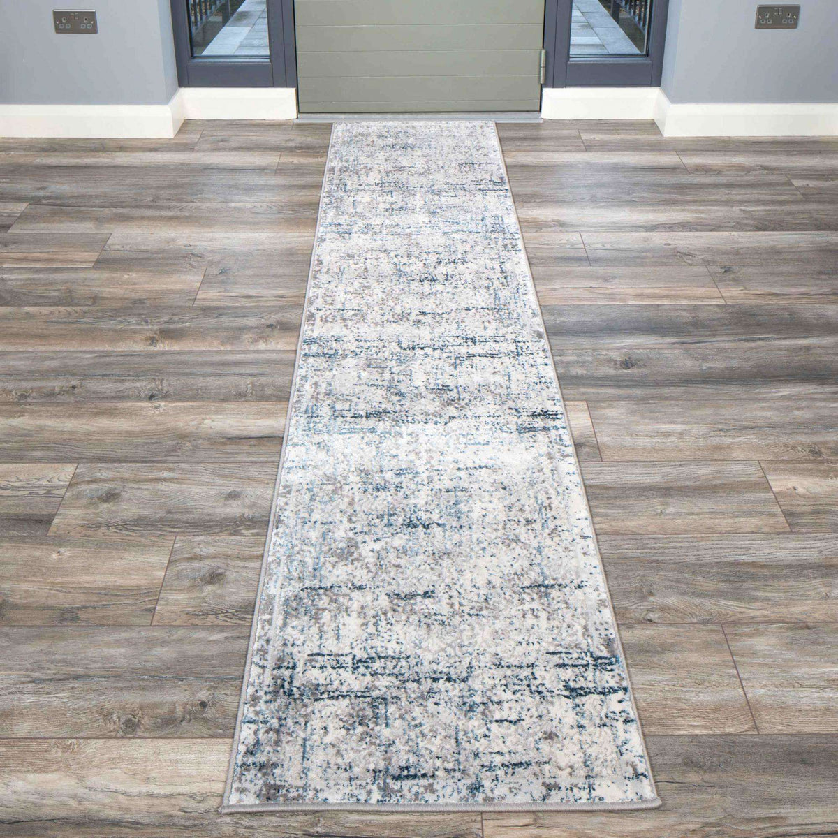 Modern Abstract Distressed Rugsin Blue Grey