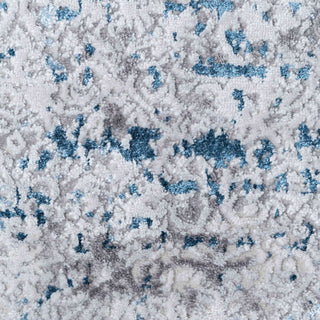 Modern Abstract Distressed Rugsin Blue Grey