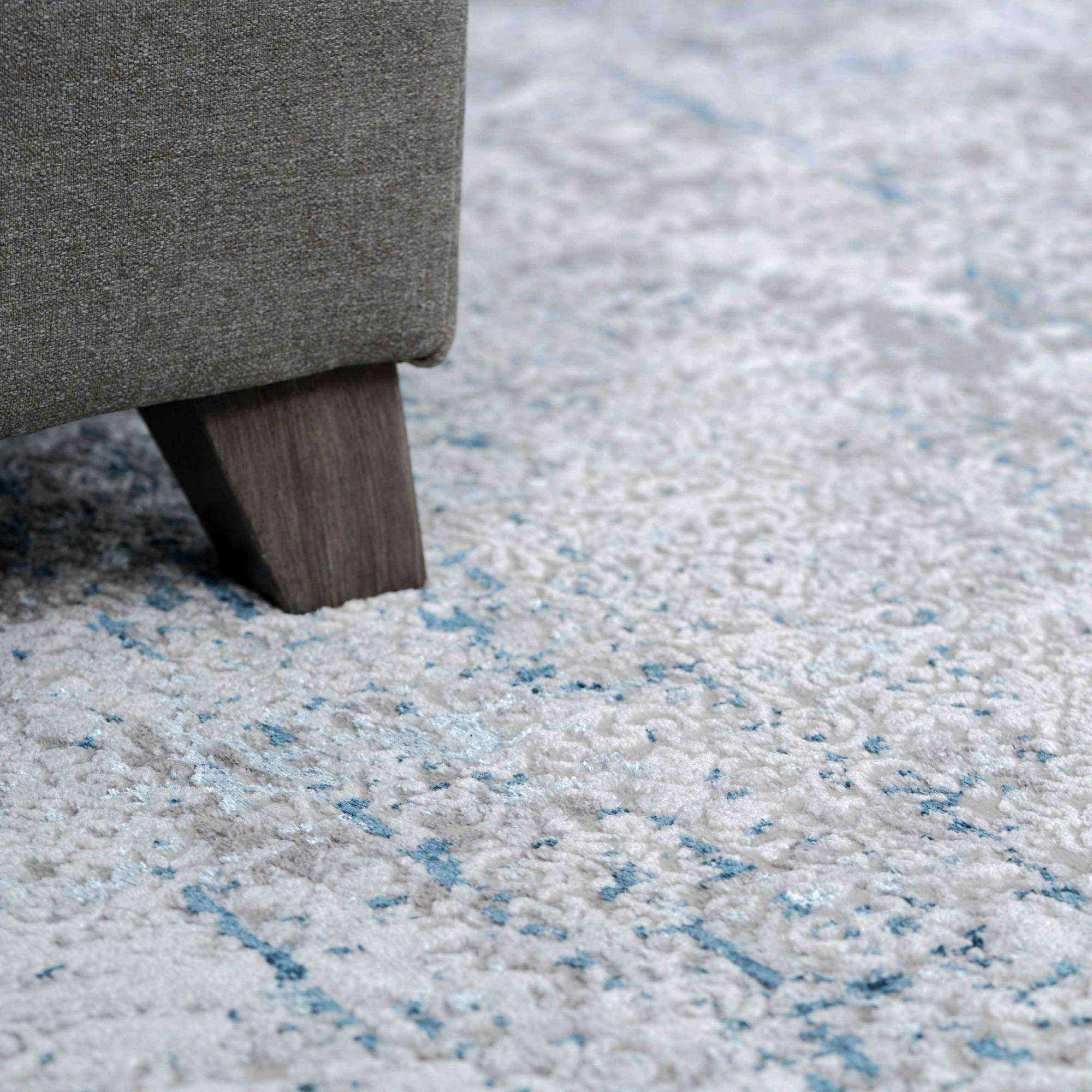 Modern Abstract Distressed Rugsin Blue Grey