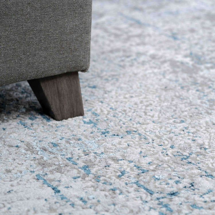 Modern Abstract Distressed Rugsin Blue Grey