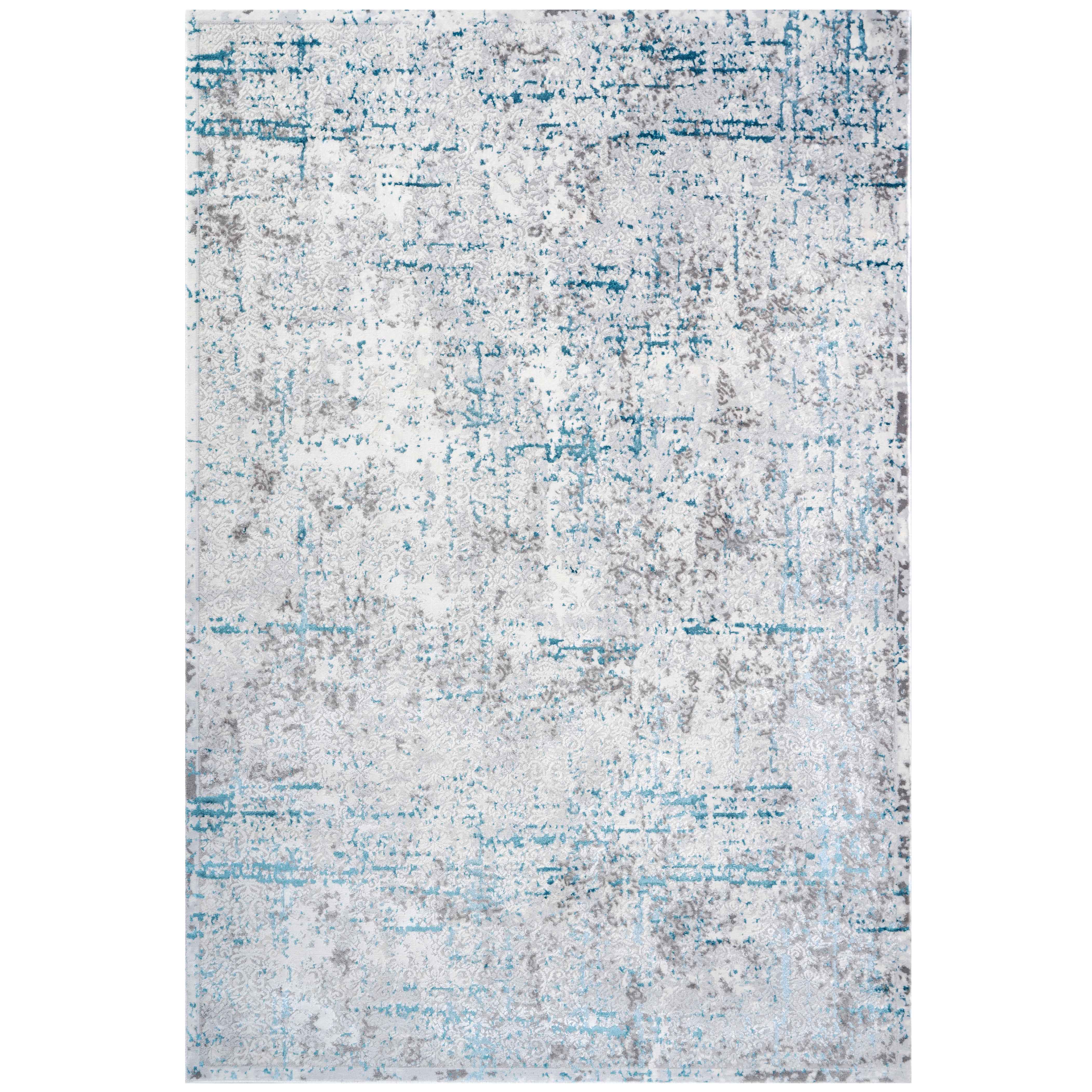 Modern Abstract Distressed Rugs Blue Grey - Tweed – Kukoon Rugs Online