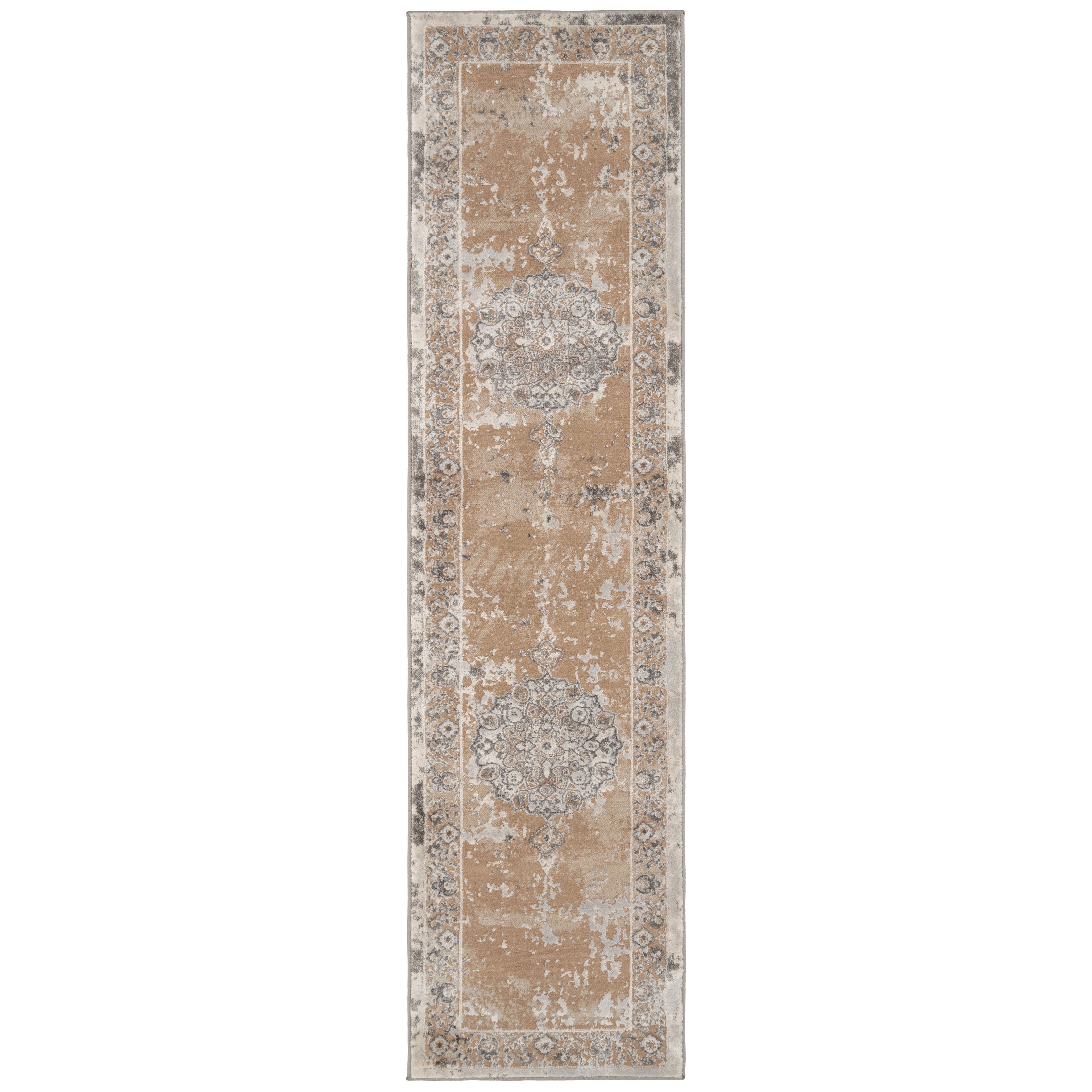 Traditional Distressed Beige Runner Rug | Runner Rugs | Kukoon Rugs Online