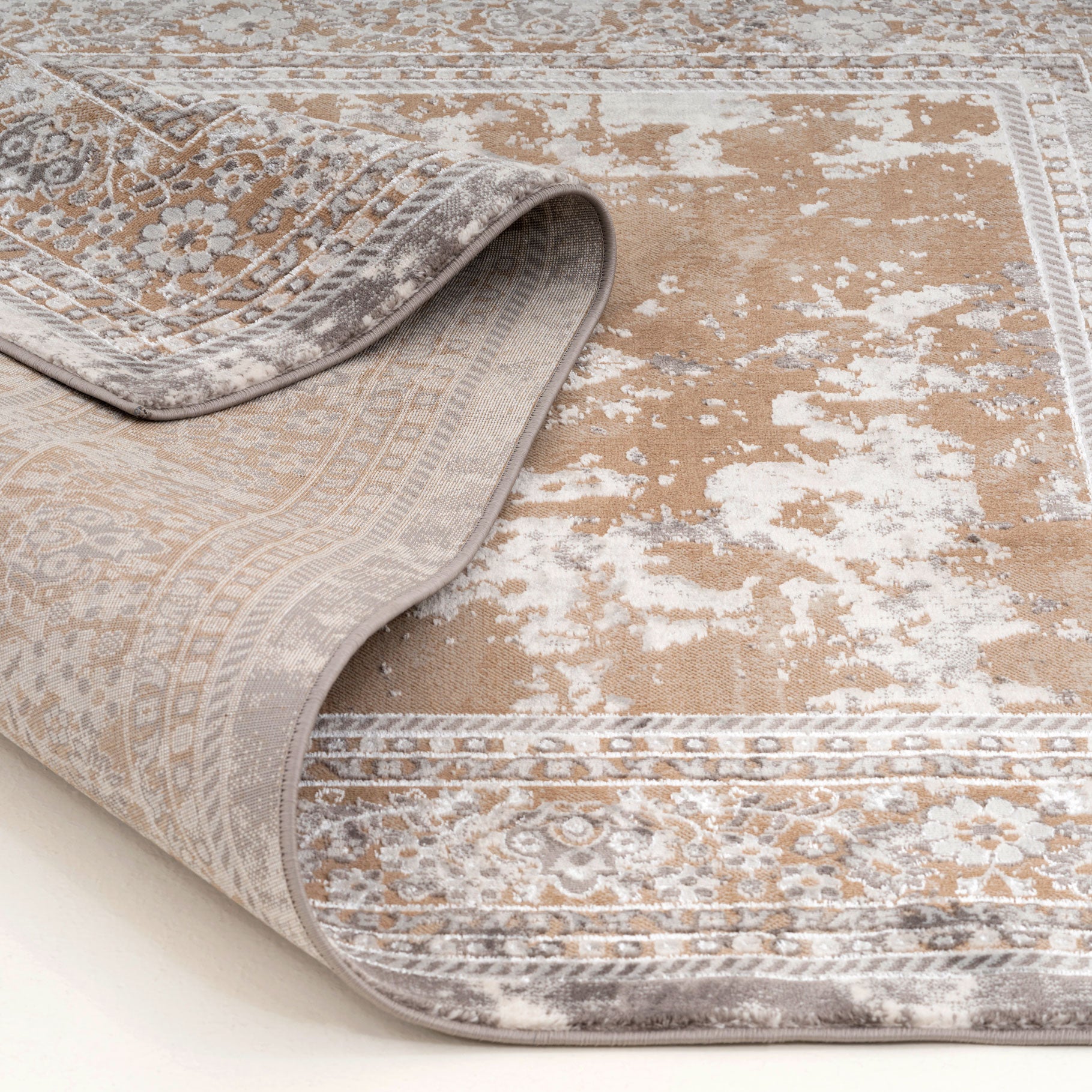 Traditional Distressed Beige Runner Rug