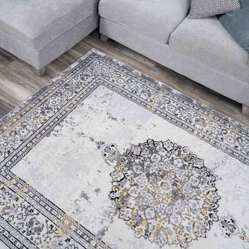 Gold Traditional Distressed Hall Runner Rugs
