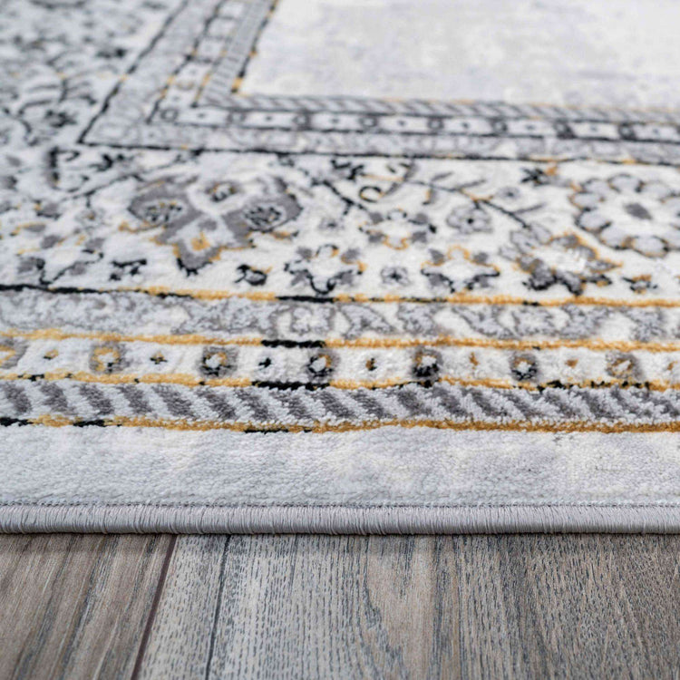 Gold Traditional Distressed Hall Runner Rugs