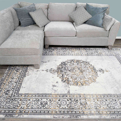 Gold Traditional Distressed Hall Runner Rugs