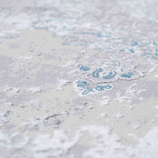 Blue Traditional Distressed Large Dining Table Rugs