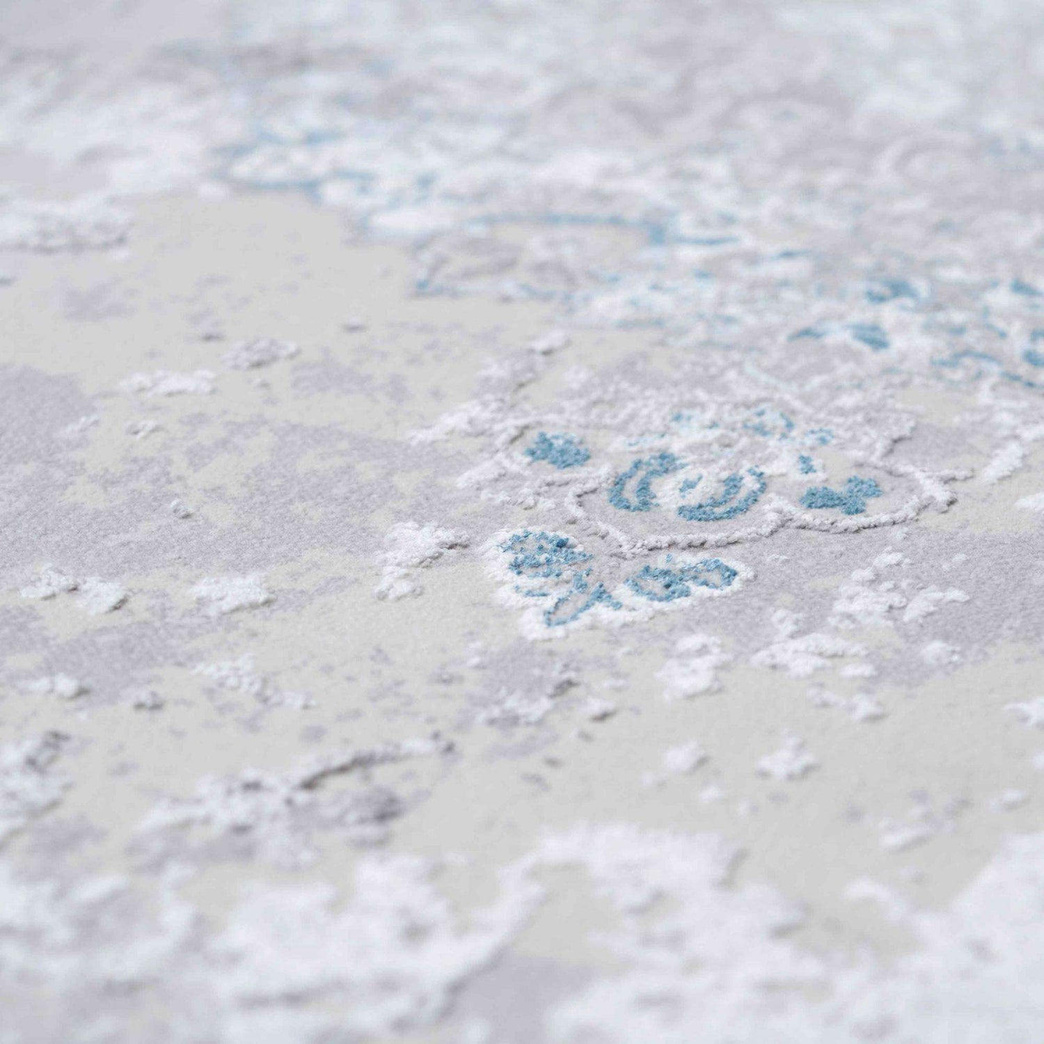 Blue Traditional Distressed Large Dining Table Rugs | Living Room Rugs ...
