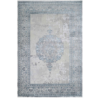 Blue Traditional Distressed Large Dining Table Rugs