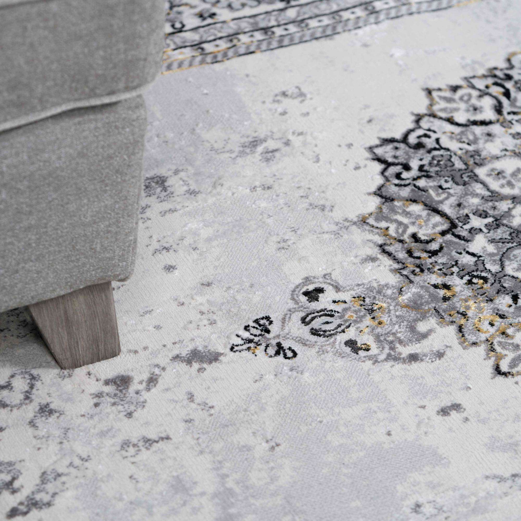 Gold Traditional Distressed Large Dining Table Rugs