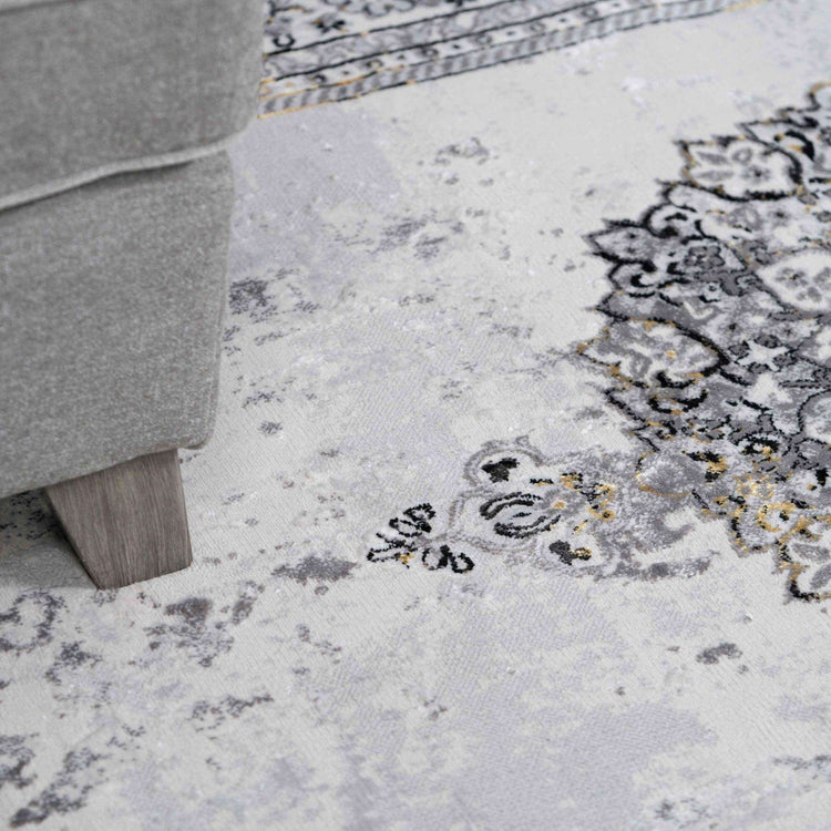 Gold Traditional Distressed Large Dining Table Rugs