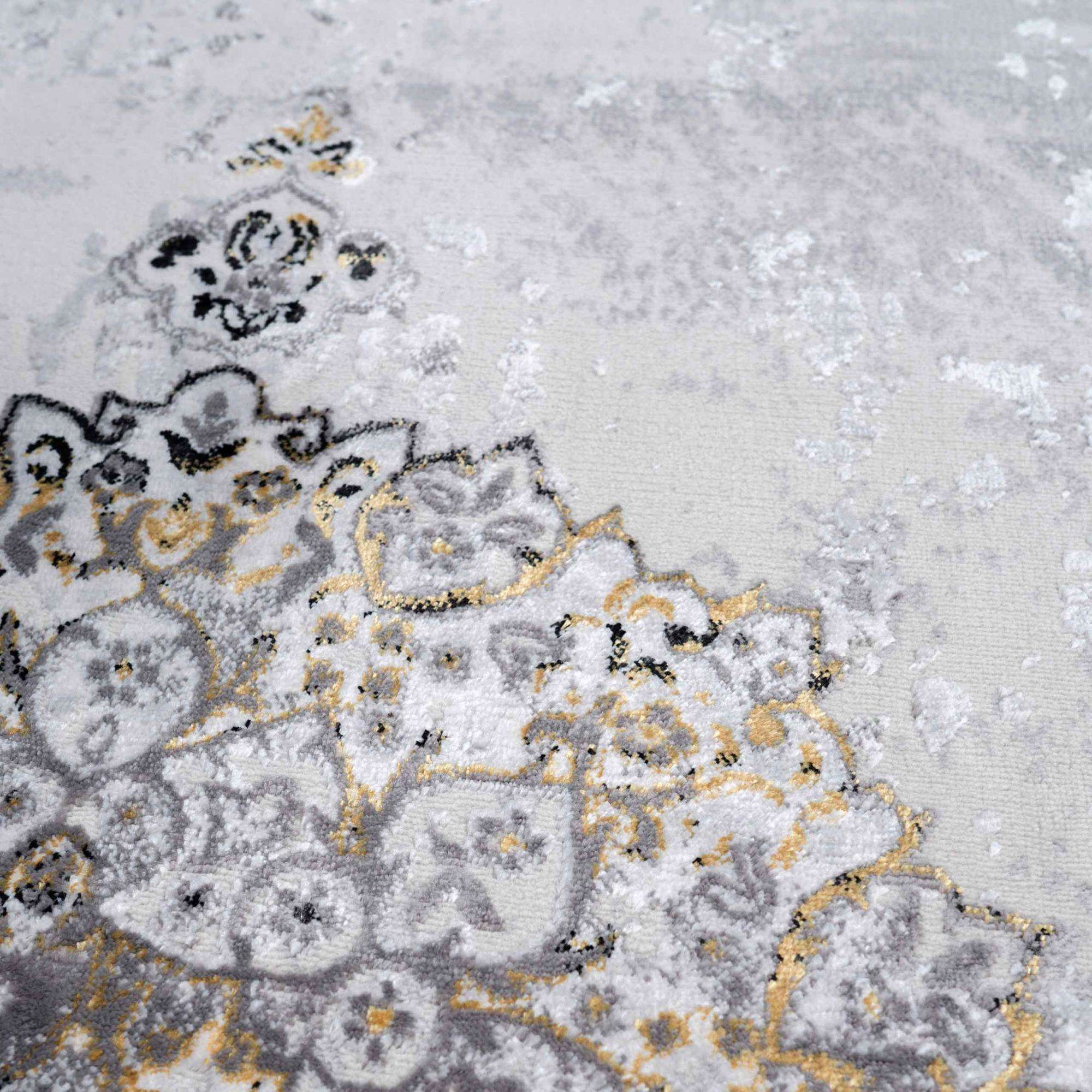 Gold Traditional Distressed Large Dining Table Rugs