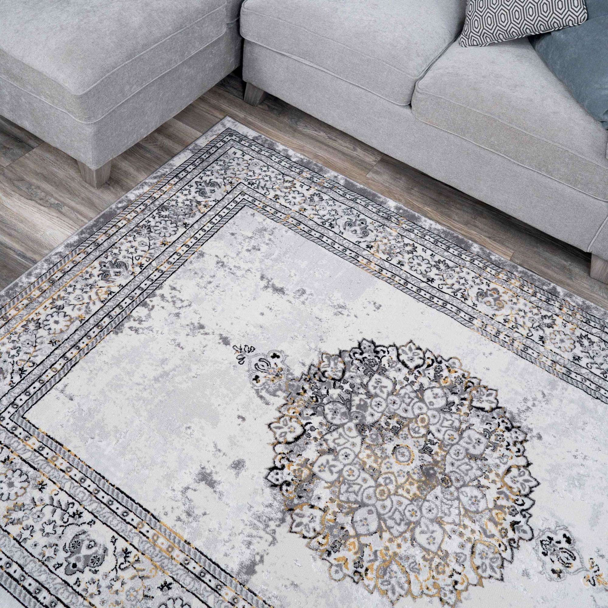 Gold Traditional Distressed Large Dining Table Rugs