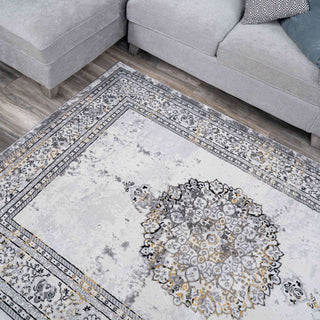Gold Traditional Distressed Large Dining Table Rugs