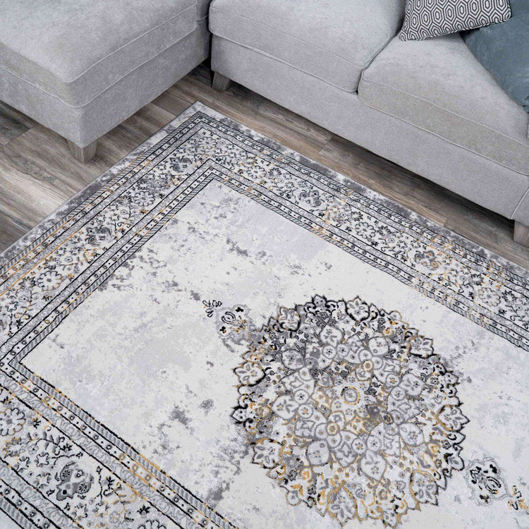 Gold Traditional Distressed Large Dining Table Rugs
