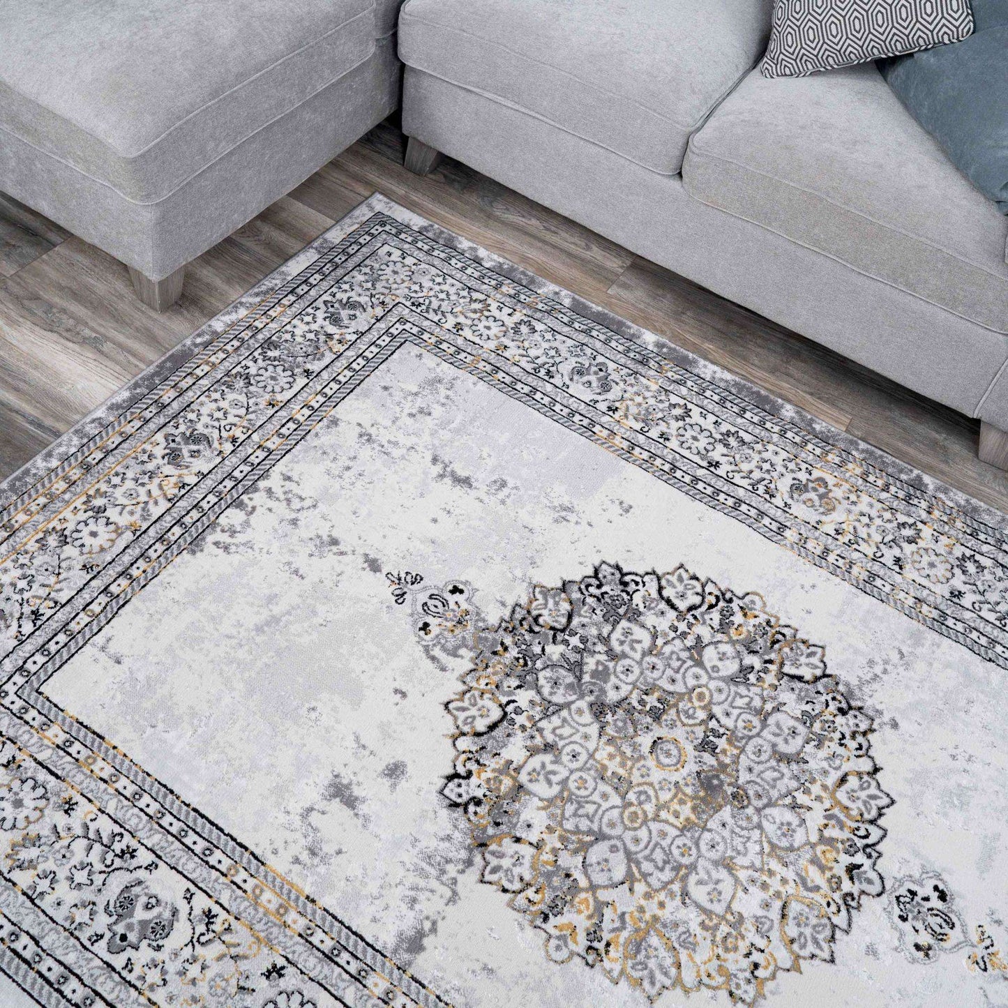 Gold Traditional Distressed Large Dining Table Rugs - Victoria | Living ...