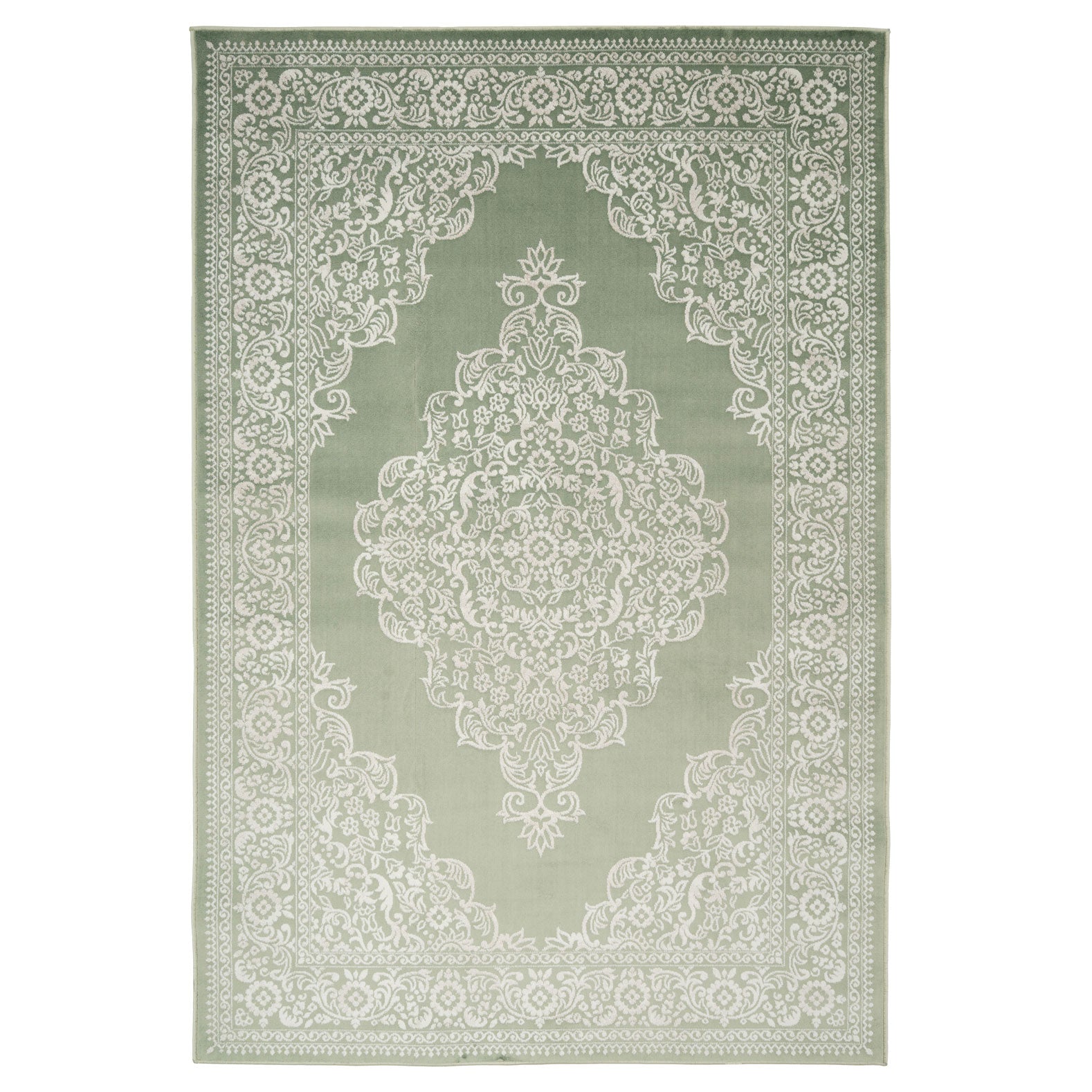 Green Ornate Medallion Rug - Jamila