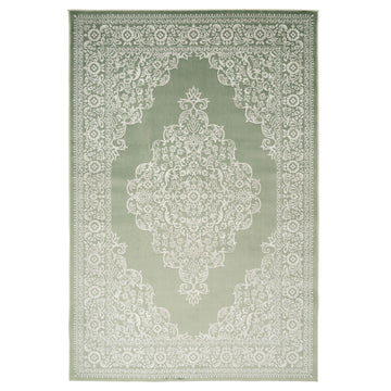 Green Ornate Medallion Rug - Jamila